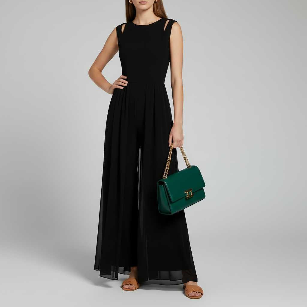 Black Sleeveless Wide Leg Jumpsuit | Women's Casual Outfit 1