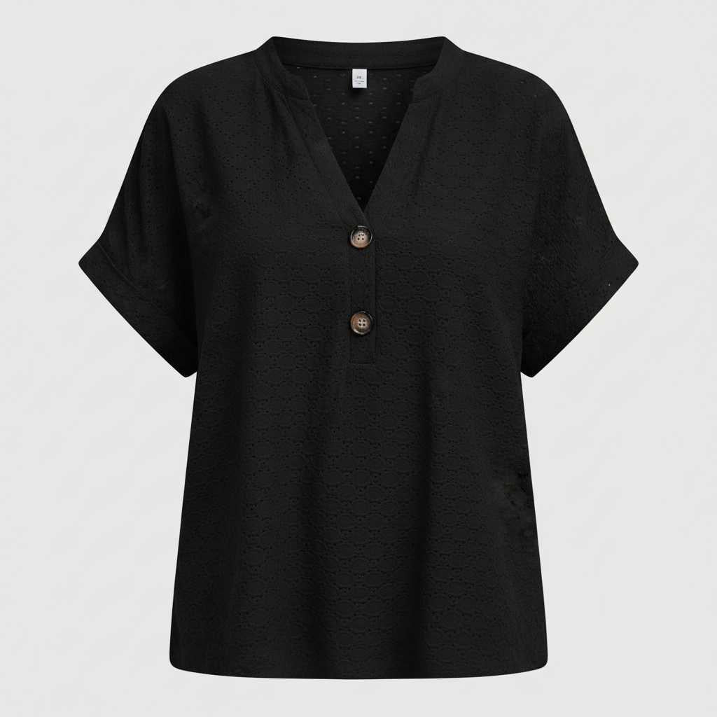 Casual V-Neck Top | Women's T-Shirt Short Sleeve Cotton 0