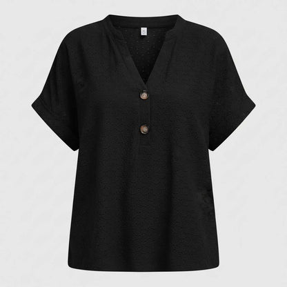 Casual V-Neck Top | Women's T-Shirt Short Sleeve Cotton 0