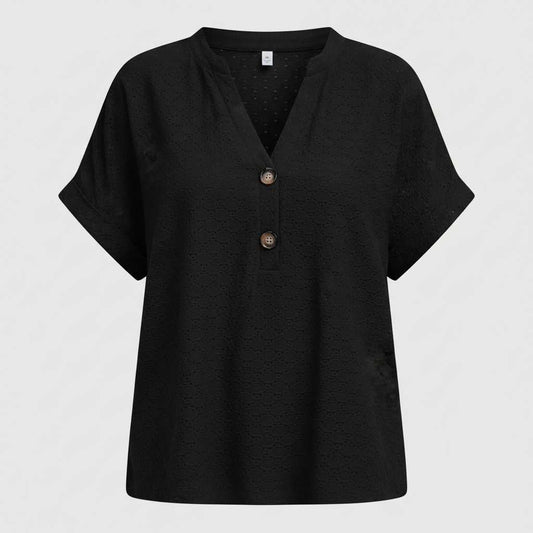 Casual V-Neck Top | Women's T-Shirt Short Sleeve Cotton 0