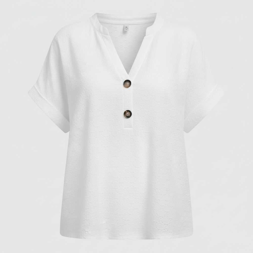 Casual V-Neck Top | Women's T-Shirt Short Sleeve Cotton 6