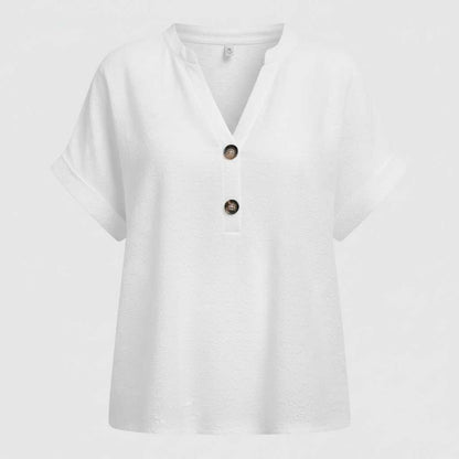 Casual V-Neck Top | Women's T-Shirt Short Sleeve Cotton 6