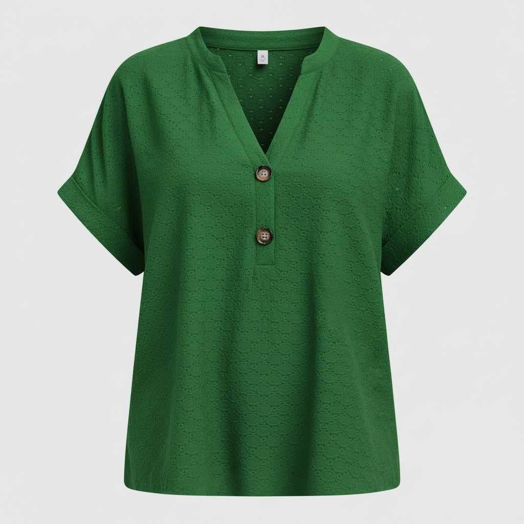 Casual V-Neck Top | Women's T-Shirt Short Sleeve Cotton 7