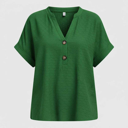 Casual V-Neck Top | Women's T-Shirt Short Sleeve Cotton 7