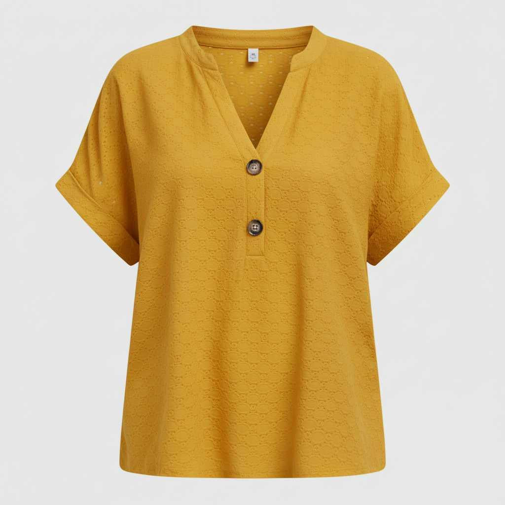 Casual V-Neck Top | Women's T-Shirt Short Sleeve Cotton 8