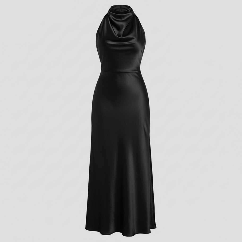 Elegant Halter Midi Dress | Evening Dress for Women 0