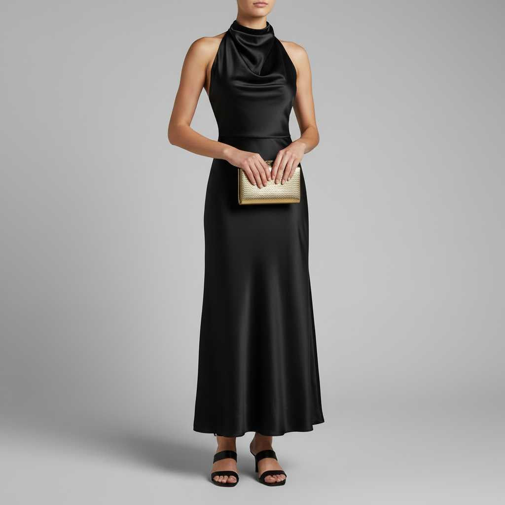 Elegant Halter Midi Dress | Evening Dress for Women 1