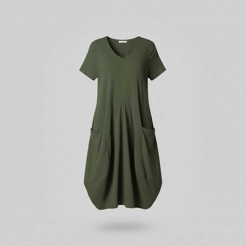 Loose Fit Summer Midi Dress | Women's Dress with Pockets 0