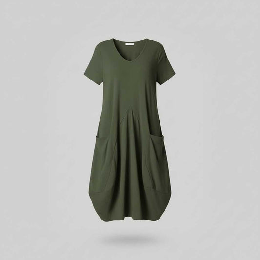 Loose Fit Summer Midi Dress | Women's Dress with Pockets 0
