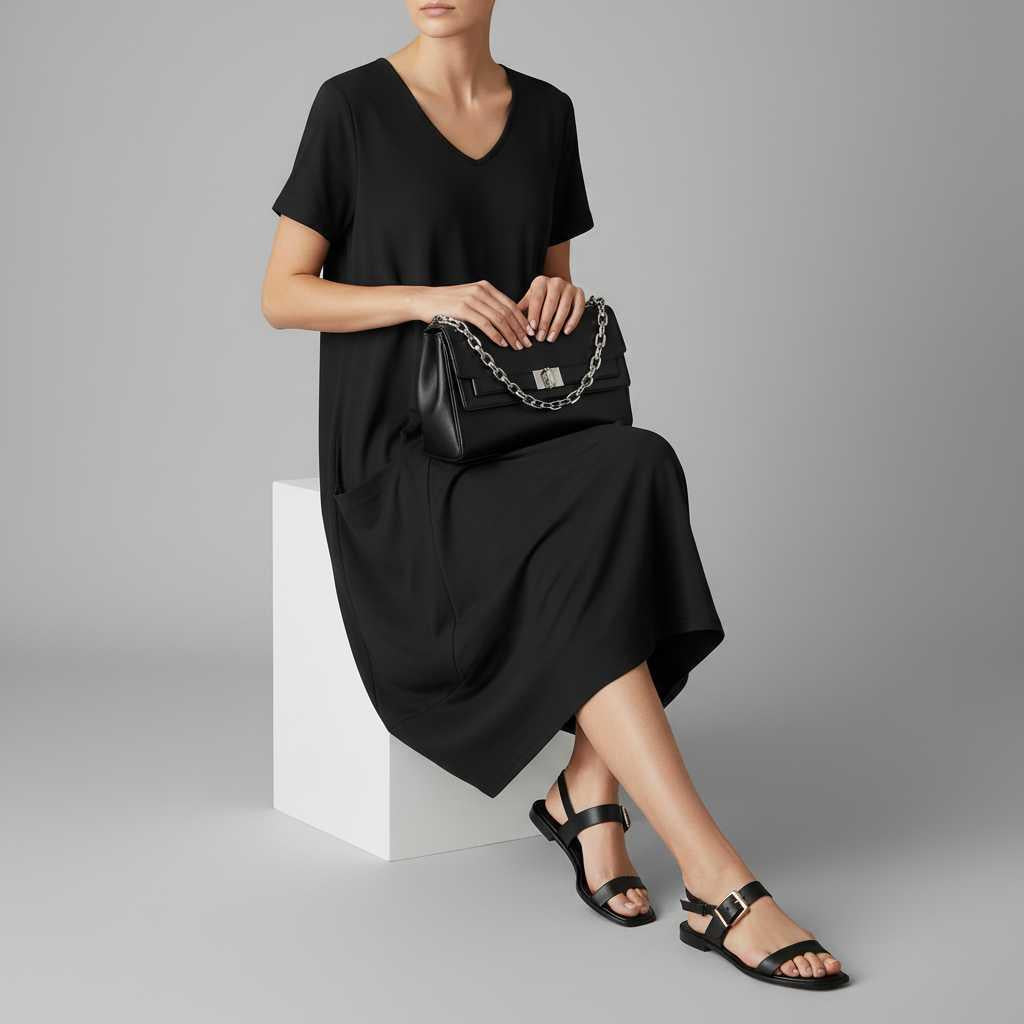 Loose Fit Summer Midi Dress | Women's Dress with Pockets 2