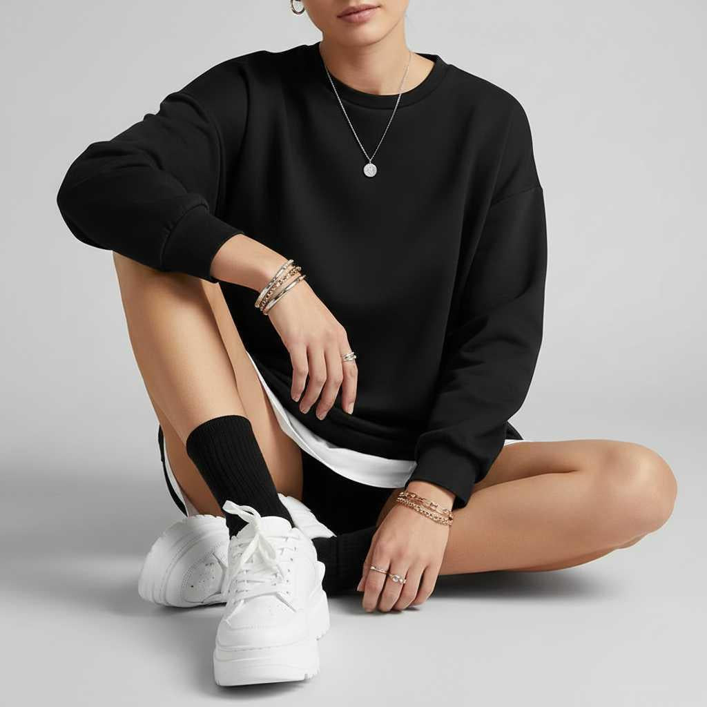 Oversized Black Sweatshirt | Women's Casual Hoodies 2